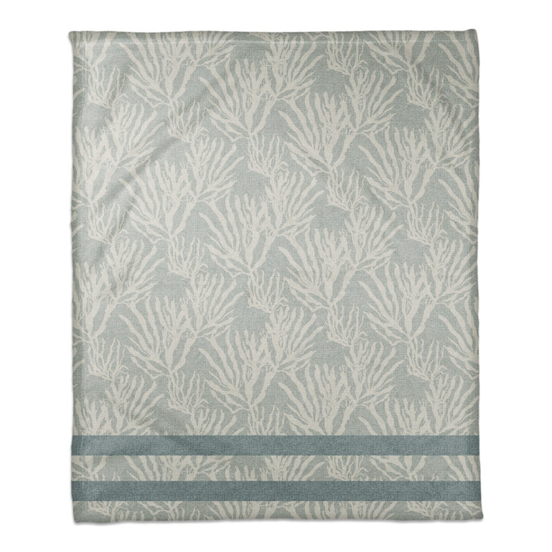 Hand Woven Throw Blanket, White/Blue