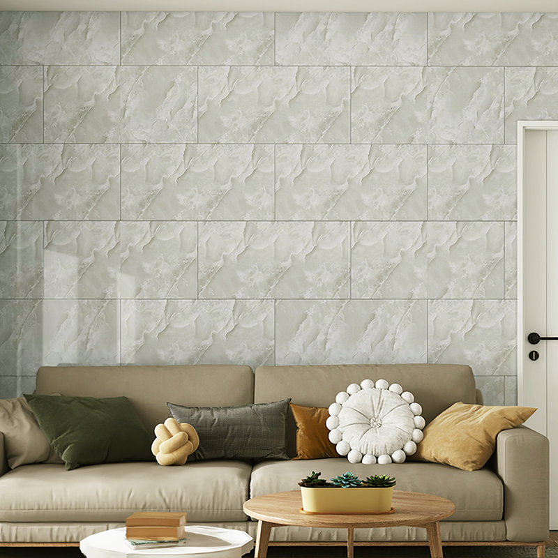 Deivids Peel and Stick Marble Wall Tile, White/Brown