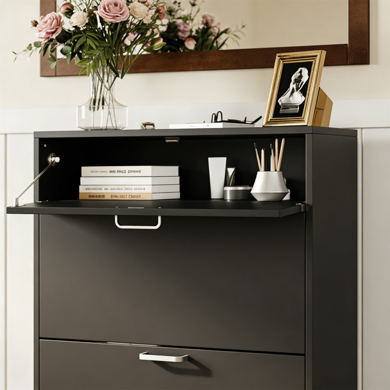 10 Pair Shoe Storage Cabinet, Black