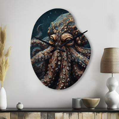 Fallynn - Pear Shape Decorative Brown Octopus Wall Clock