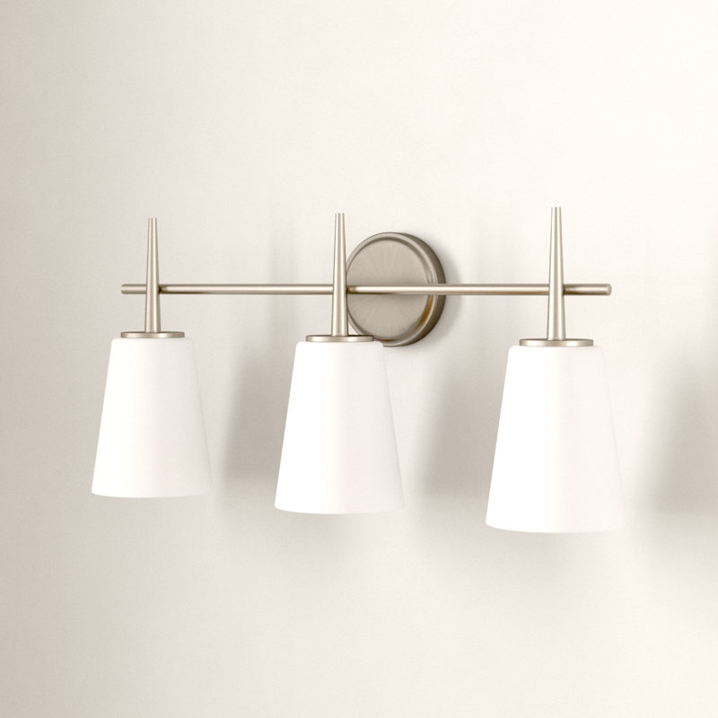 Éclairage pour meuble-lavabo à 3 lumières en métal givré avec abat-jour en verre givré Erlandson, 9 W A19 moyen