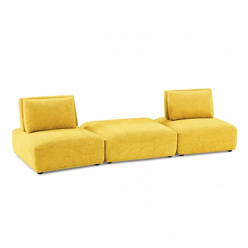 Causeuse 2 places avec repose-pieds carré Wayzata, Bleu, 32" H x 114" W x 41.5" D