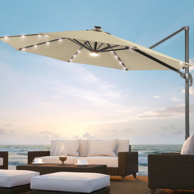 Destinnie 120'' Lighted Cantilever Umbrella