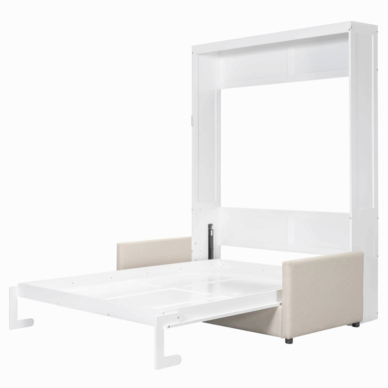 Grand lit escamotable mural avec coussin, Grand lit, Blanc