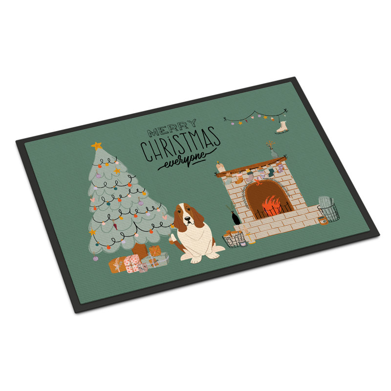 Tapis d'entrée antidérapant Inniss L 27 po x l 18 po, Basset hound