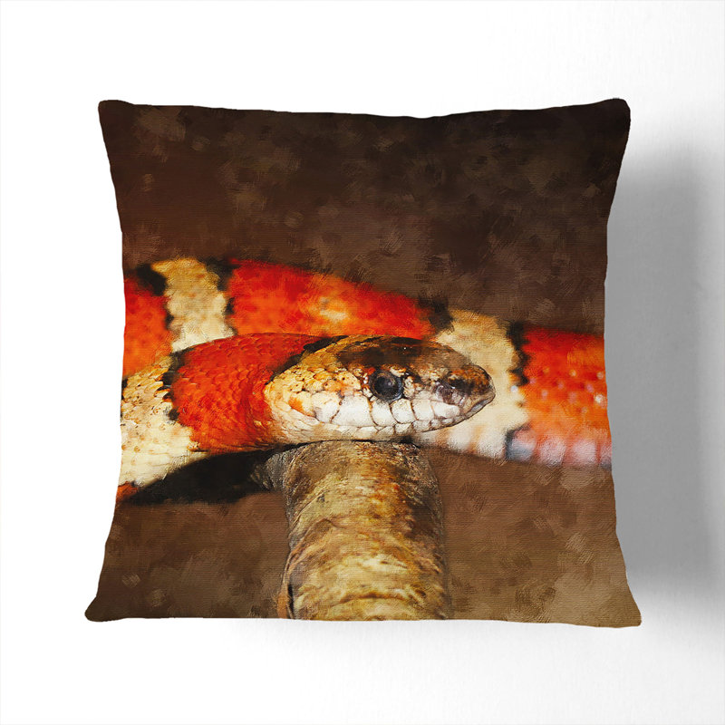 King Snake Painting Scatter Cushion with Filling, 55cm H x 55cm W x 20cm D, Black