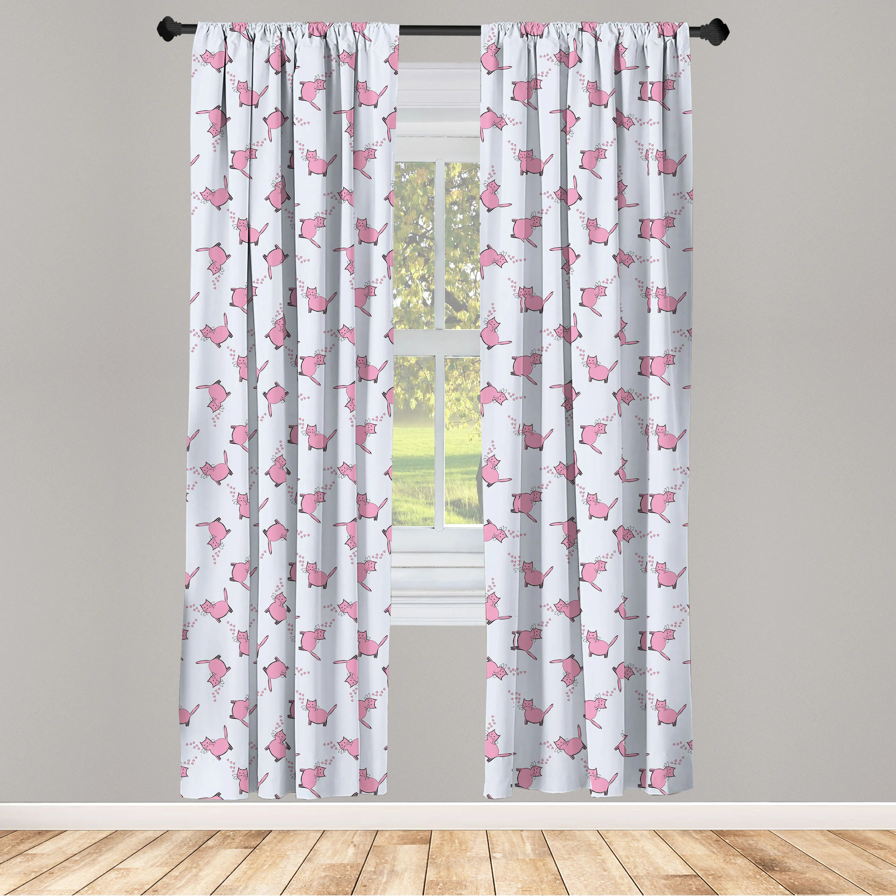 Polyester Door Curtain Beautiful Eyelet Wall Hanging Window Curtains Set Of  2 PC