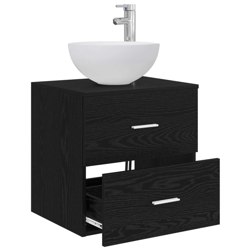 Single Bathroom Vanity with Ceramic Basin, Black