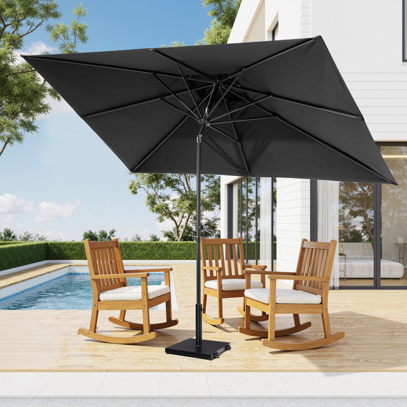 116'' X 76'' Rectangular Market Umbrella With Base, Black