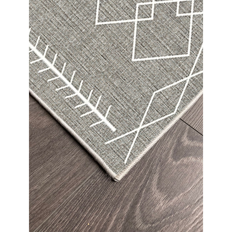 Tapis d'intérieur / extérieur en coton tissé à la machine Taliyah Argyle, Tapis de couloir 5 pi 3 po x 14 pi 9 po