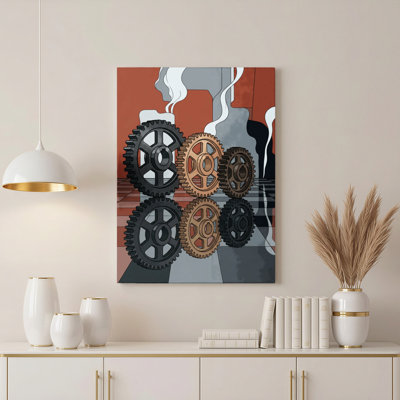 Art mural sur toile Gallery Wrap for pour le salon, la chambre à coucher, le bureau ou le vestibule - Décoration murale avec mécanisme d'engrenage