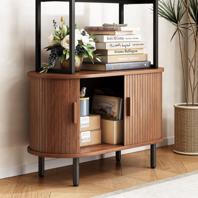 Nataysha 4-Tier Bookcase with Sliding Door