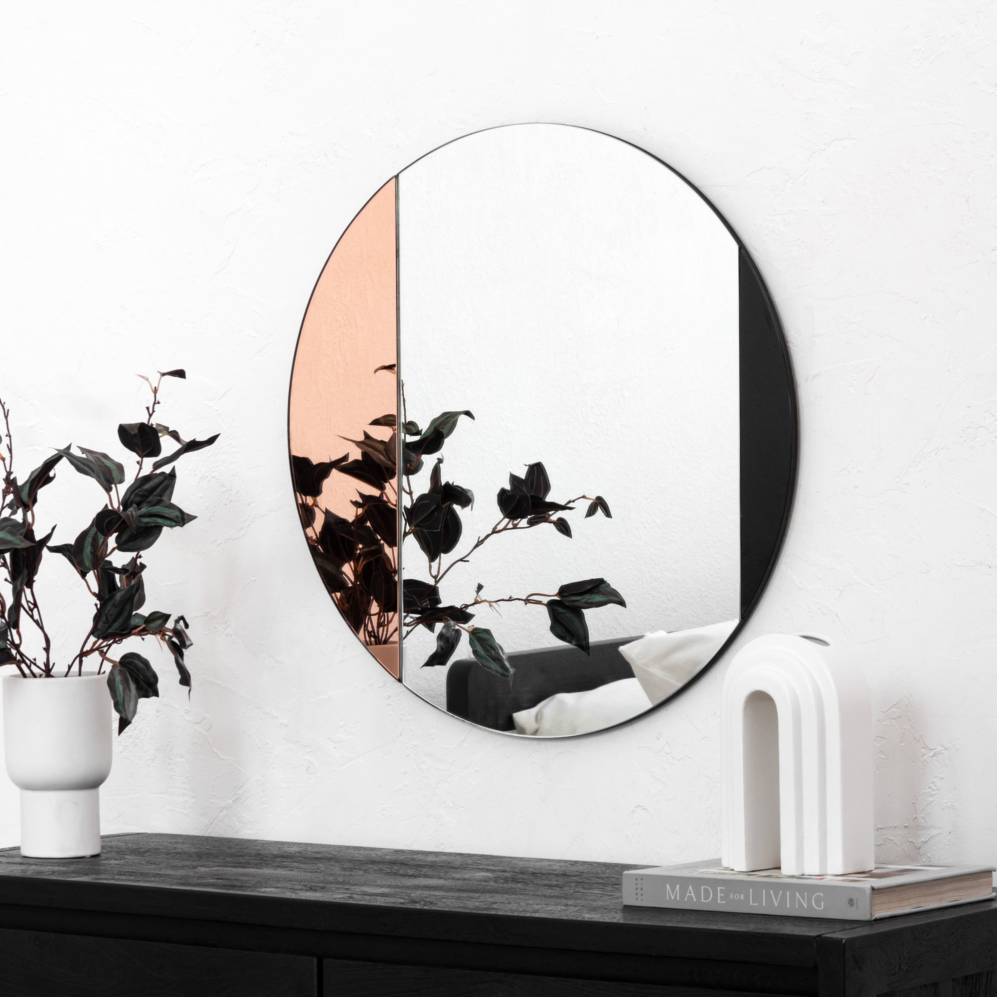 Namaste Flat Mirror, Rose Gold, Smoke, 23.75" x 23.75"