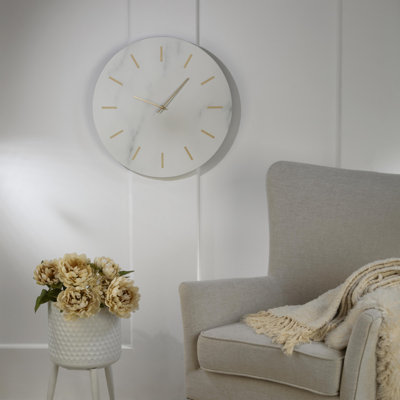 Faux Marble Wood Wall Clock