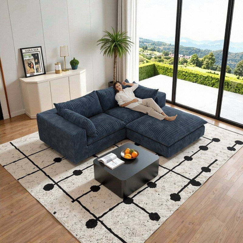 Canapé modulaire - canapé Cloud 39,8 po, tissu velours côtelé, sièges profonds compressés pour une livraison facile