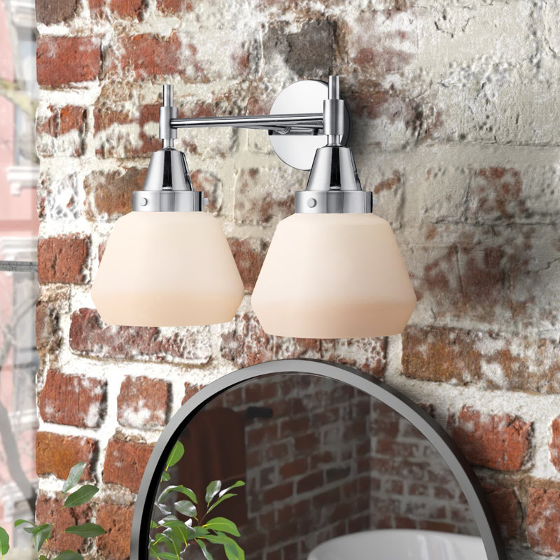 Éclairage pour meuble-lavabo à 2 lumières à intensité variable Gayle, Blanc mat, Ampoule DEL rétro 4 watts, Chrome poli