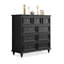 Armoire d'appoint en bois manufacturé noir massif-869615458