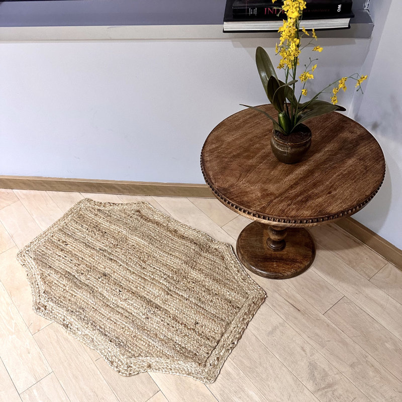 Tapis naturel en jute de forme octogonale 24 po x 36 po