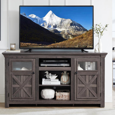 2 Doors Cabinet Farmhouse  Cabinet, Farmhouse TV Stand Barn Design,Modern Farmhouse TV Media Stand, Large Barn Inspired Home Entertainment Console,GREY, 60.23"W*15.35"D*31.7"H