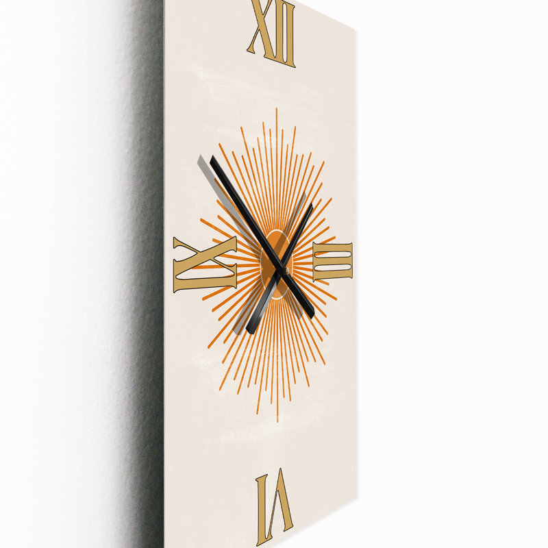 Horloge murale orange à imprimé soleil orange II, Petit