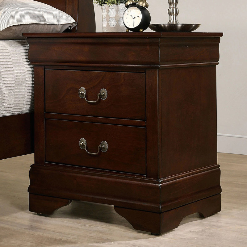 1pièce table de chevet finition cerisier Louis Philippe en bois massif à queue d'aronde anglaise, Cerisier