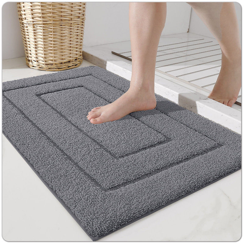 Tapis de bain avec envers antidérapant, Simple - L 47 po x l 24 po, Gris foncé