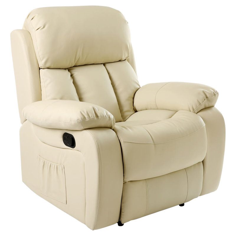 Faux Leather Heated Massage Chair, Manual, Cream