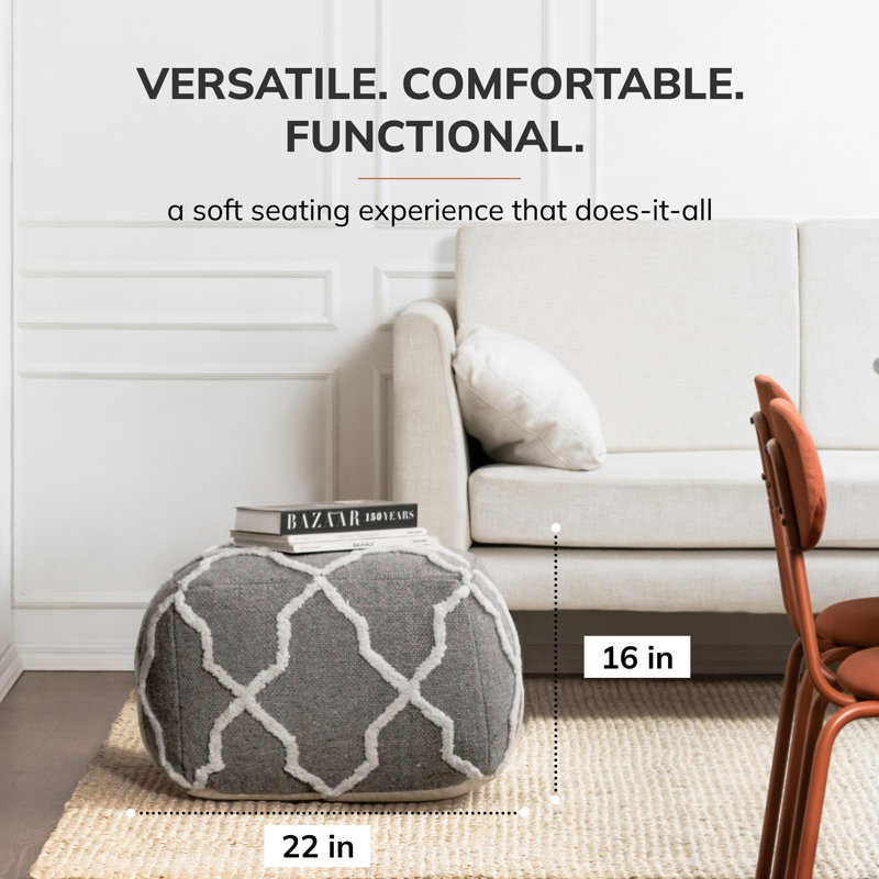 Prathersville Upholstered Pouf, Gray
