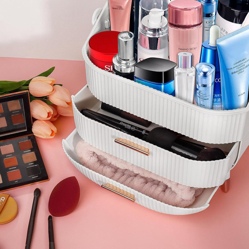 Organisateur de maquillage en plastique Yovana, Blanc