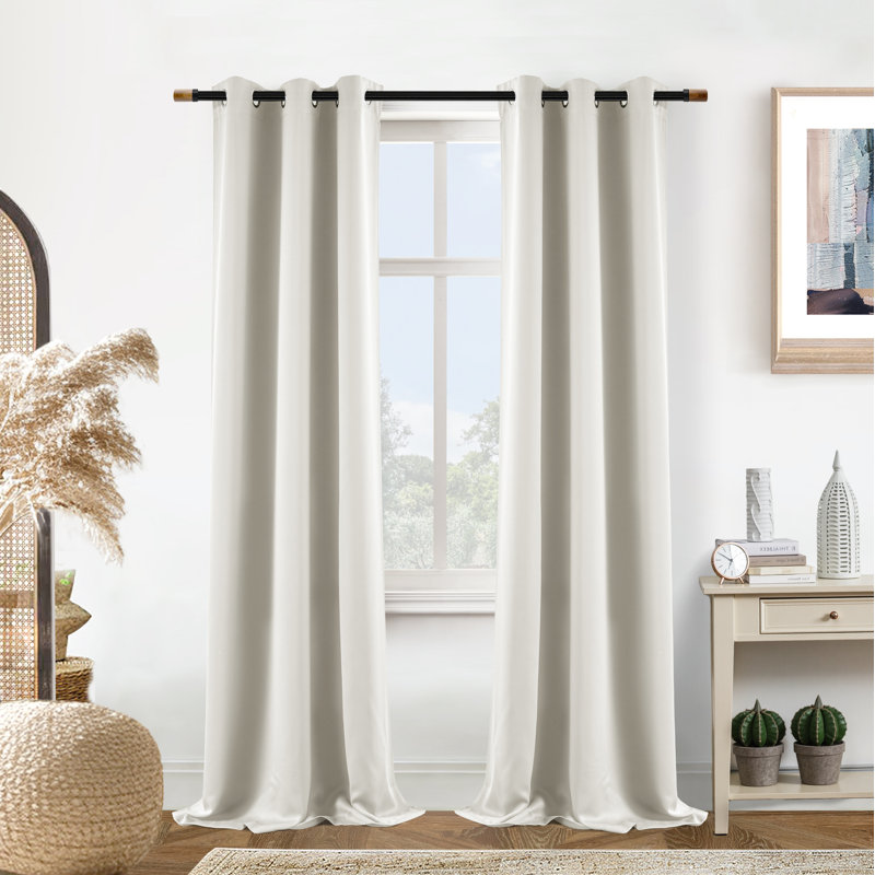 Panneau de rideau occultant et isolant de couleur unie avec œillets et 2 panneaux, ivory, 2, 36" W x 72" L