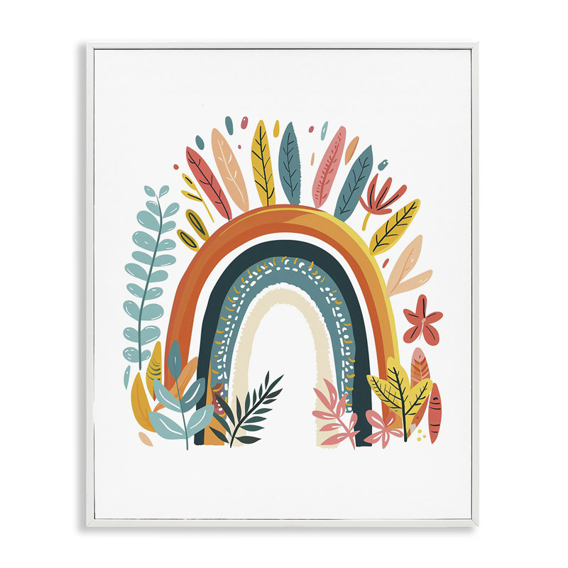  Boho Rainbow Blooms Giclee Art by LSR Design Studio, H 14 po x l 11 po, Estampe numérique encadrée blanc bord de mer