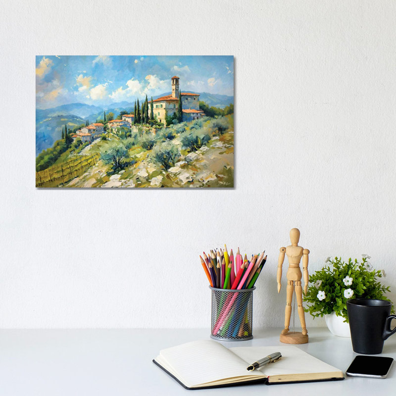 «Tuscan Village On A Hill», reproduction d'art mural