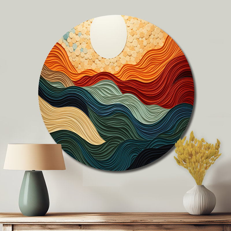 Jandreau - Paysages d'art rond en métal, H 36 po x l 36 po x P 1 po