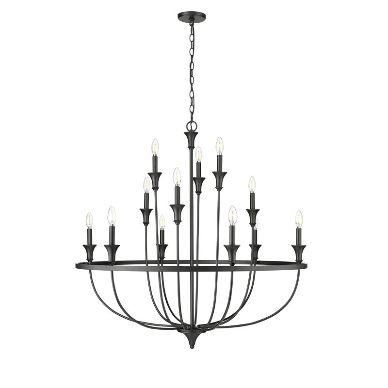 Emery 12 - Light 40.2" Wide Candle Style Classic / Traditional Chandelier, Matte Black
