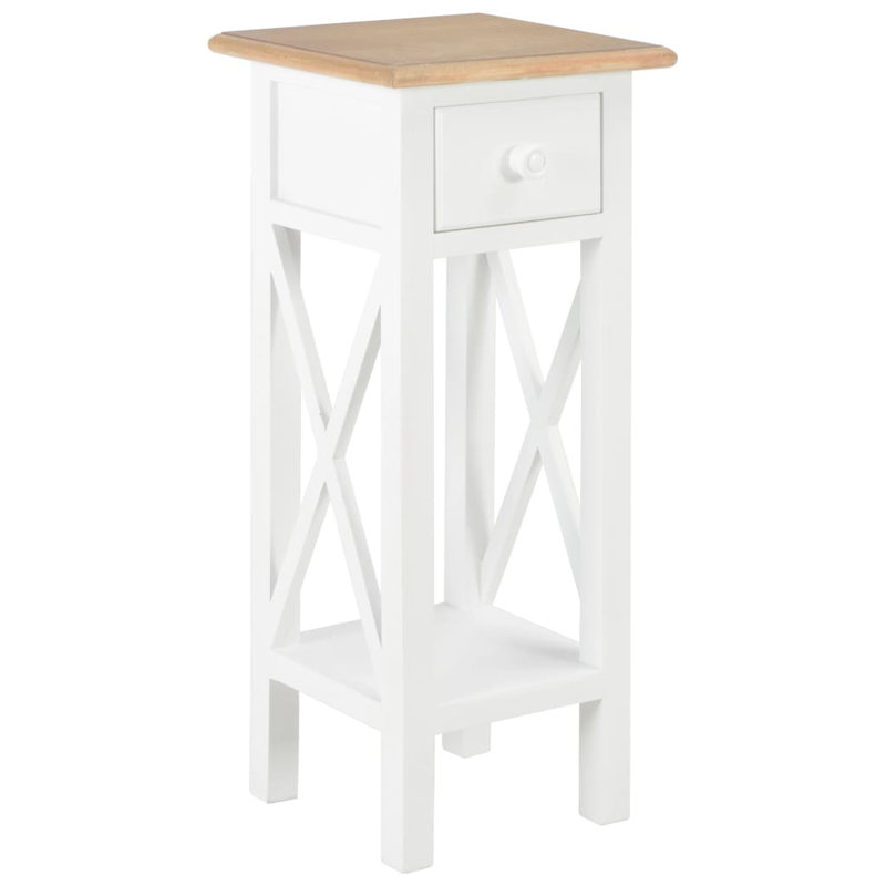 Spielman Glass End Table with Storage, White, Brown