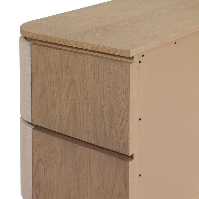 Mariella Nightstand-Beige Painted Linen