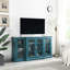 Armoire de rangement bleu sarcelle pour téléviseur - construction, 6 tablettes réglables, finition à surface lisse, - buffet de 63 po, 4 portes avec motif de porte exquis, précautions