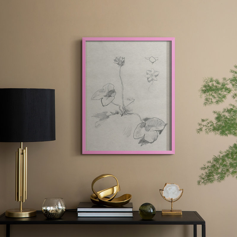 Reproduction d'art encadrée rétro SII - bois massif, H 11 po x l 9 po, Rose