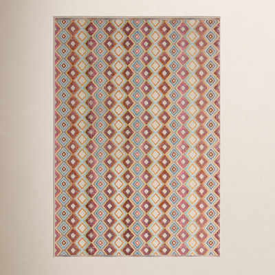 Deva Brown Blue Red Geometric Rug