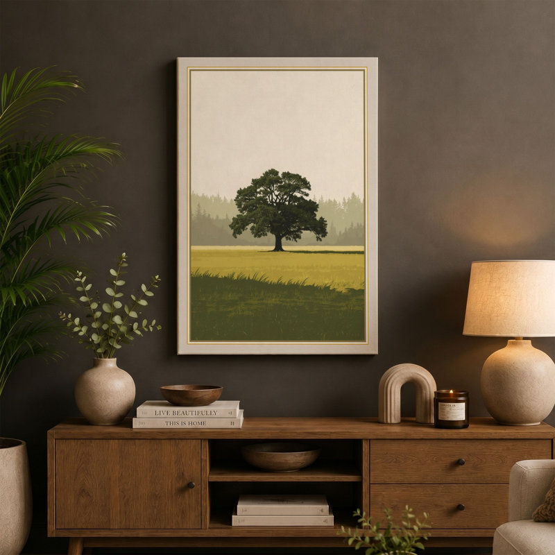 Oak in Golden Fields Japandi - Wrapped Canvas, 36x24 - 91.4 x 61.0 cm, White Border
