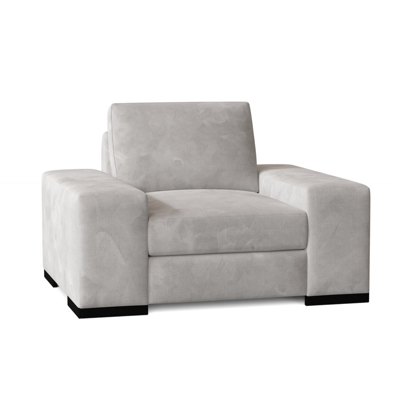 Harrison Upholstered Club Chair, Velvet White, Black, Feather/Down