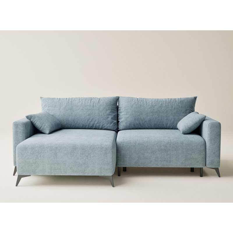 3 Seater Reclining Corner Sofa , Left Hand Facing, Chenille - Light Blue