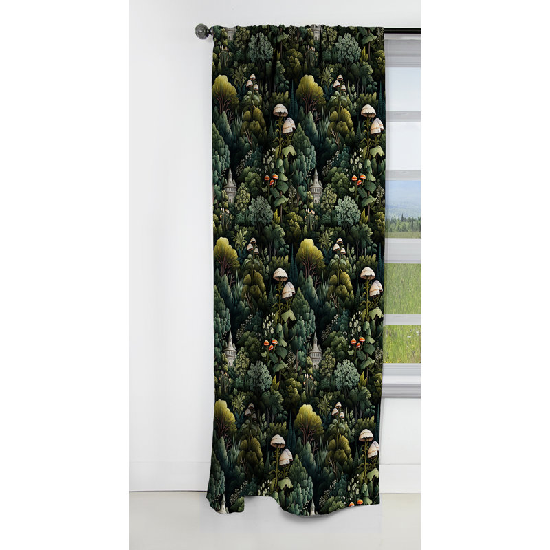 Forest Woods Moody Patterns - Floral Curtain - Blackout Floral Curtain - 1 Panels, 52" W x 90" L