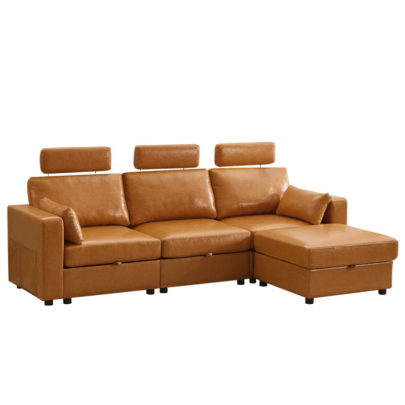Upholstered Sofa, 4, Brown Chenille