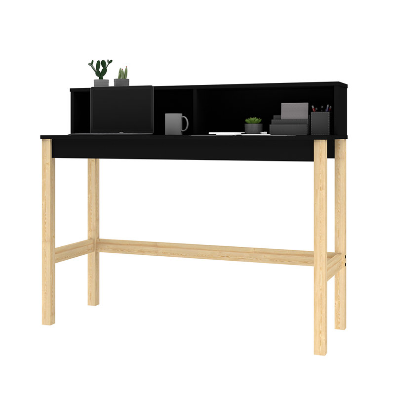 Sasun Solid Wood Base Writing Desk, Black