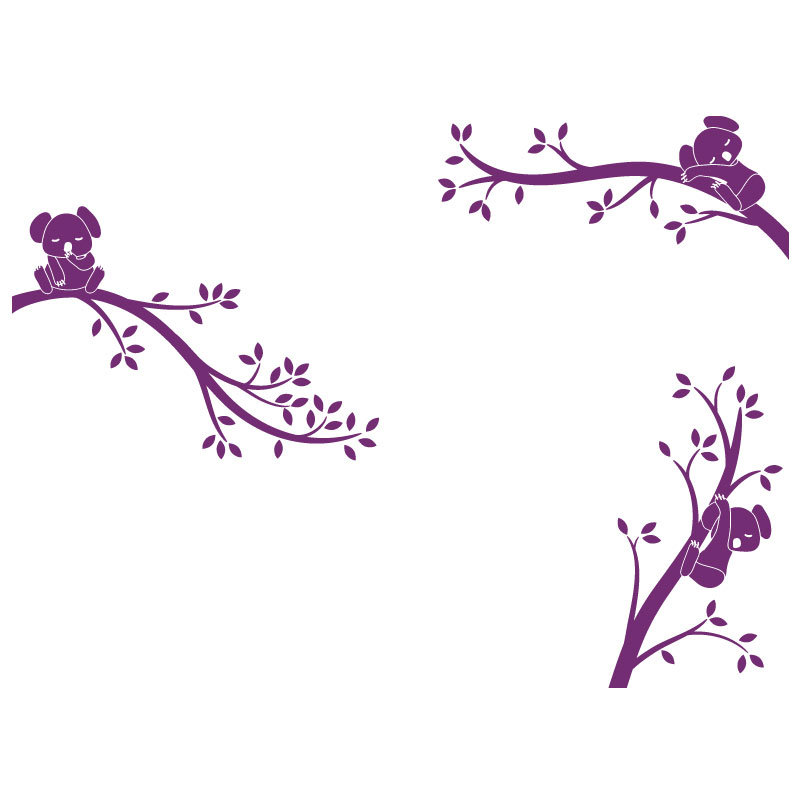Décalcomanie murale branches monochrome tree branches Koala, Violet
