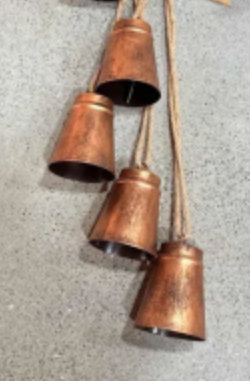 Ensemble rétro de 5 clochettes de Noël dorées, décorations d'arbre de Noël suspendues en fer