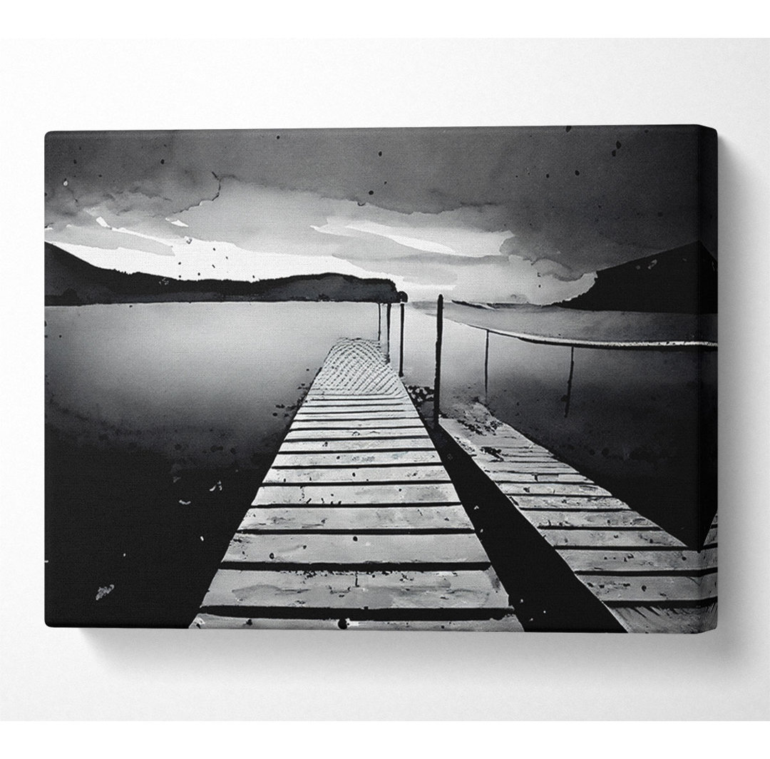 Abstrakt Pier B N W Leinwand Aquarell