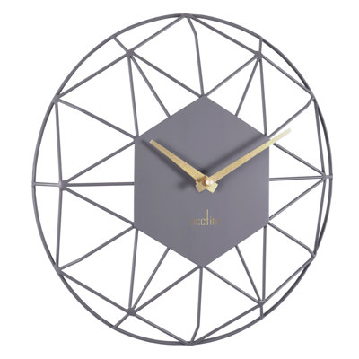 Acctim Wall Clock Quartz Metal Geometric Wire Frame Open Dial 30cm