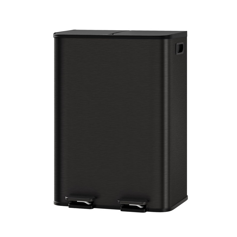 Poubelle de recyclage 16 x 2 gallons, 2 bacs de recyclage en acier inoxydable 8G avec couvercle à fermeture douce et pédale pour la cuisine